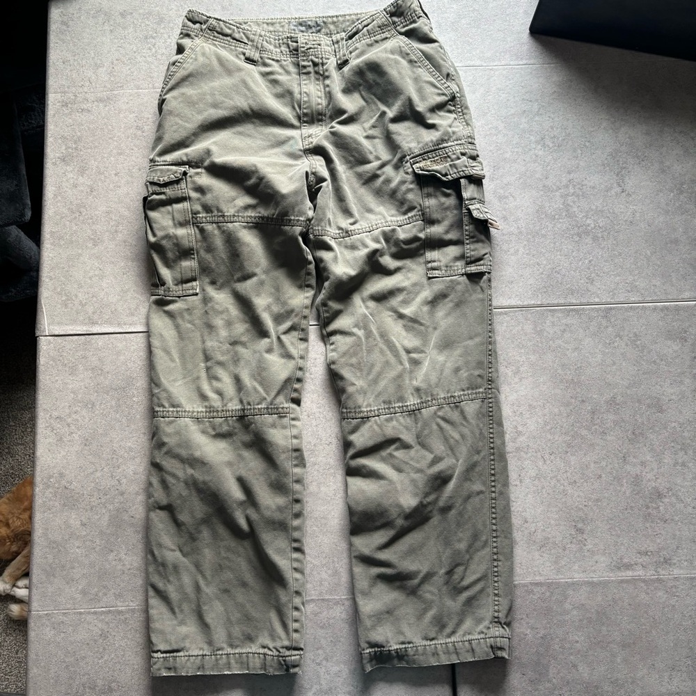Y2k olive green guide gear flannel lined cargo pants